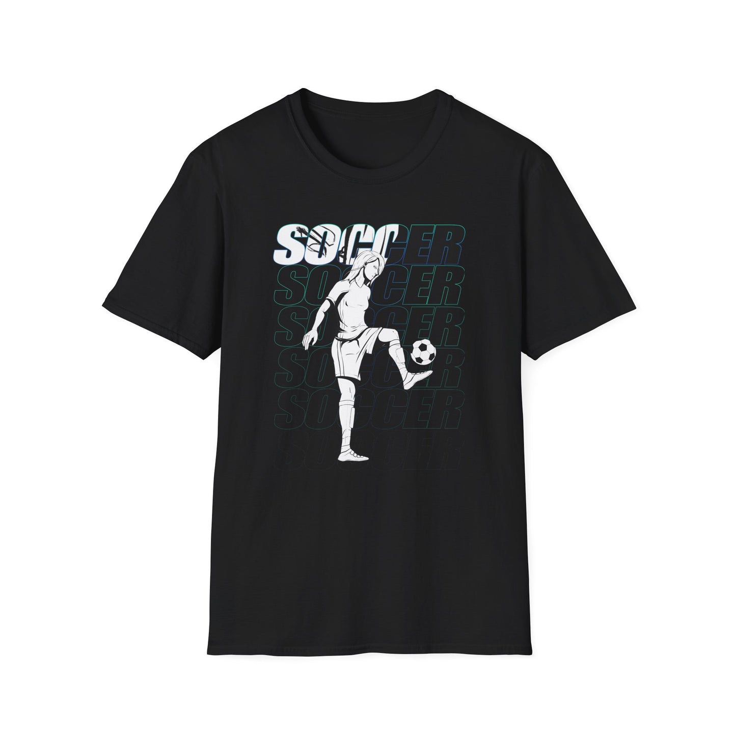 Soccer Female Design Unisex Softstyle Soccer T-Shirt – Sporty Graphic Tee for Soccer Fans