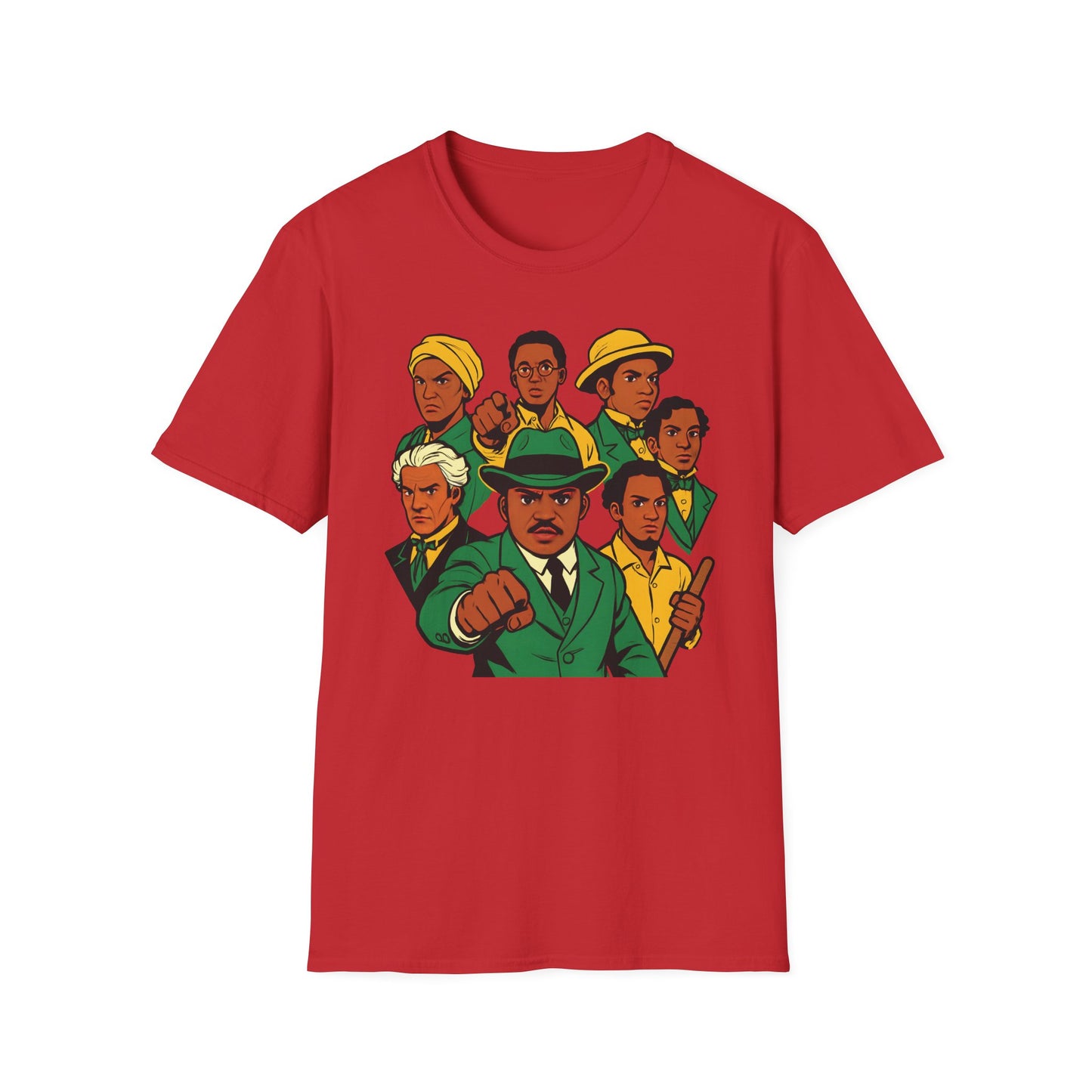 Jamaican National Heros v2 - Graphic T-Shirt, Unisex Softstyle Tee for Activists, Vintage Style Tee, Gift for Change Makers, Streetwear, Social Justice