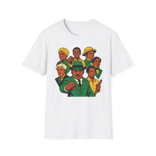 Jamaican National Heros v2 - Graphic T-Shirt, Unisex Softstyle Tee for Activists, Vintage Style Tee, Gift for Change Makers, Streetwear, Social Justice