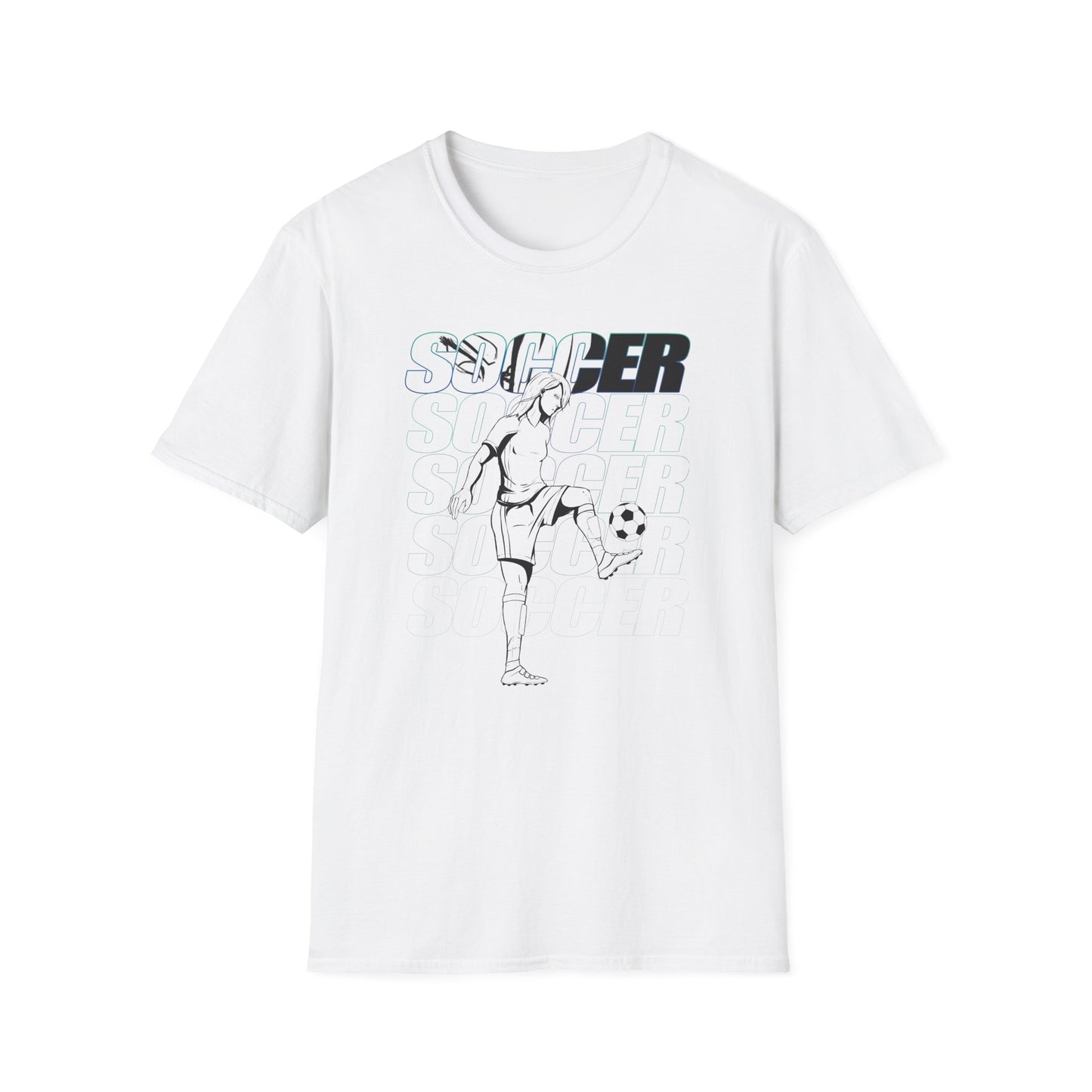 Soccer Female Design Unisex Softstyle Soccer T-Shirt – Sporty Graphic Tee for Soccer Fans