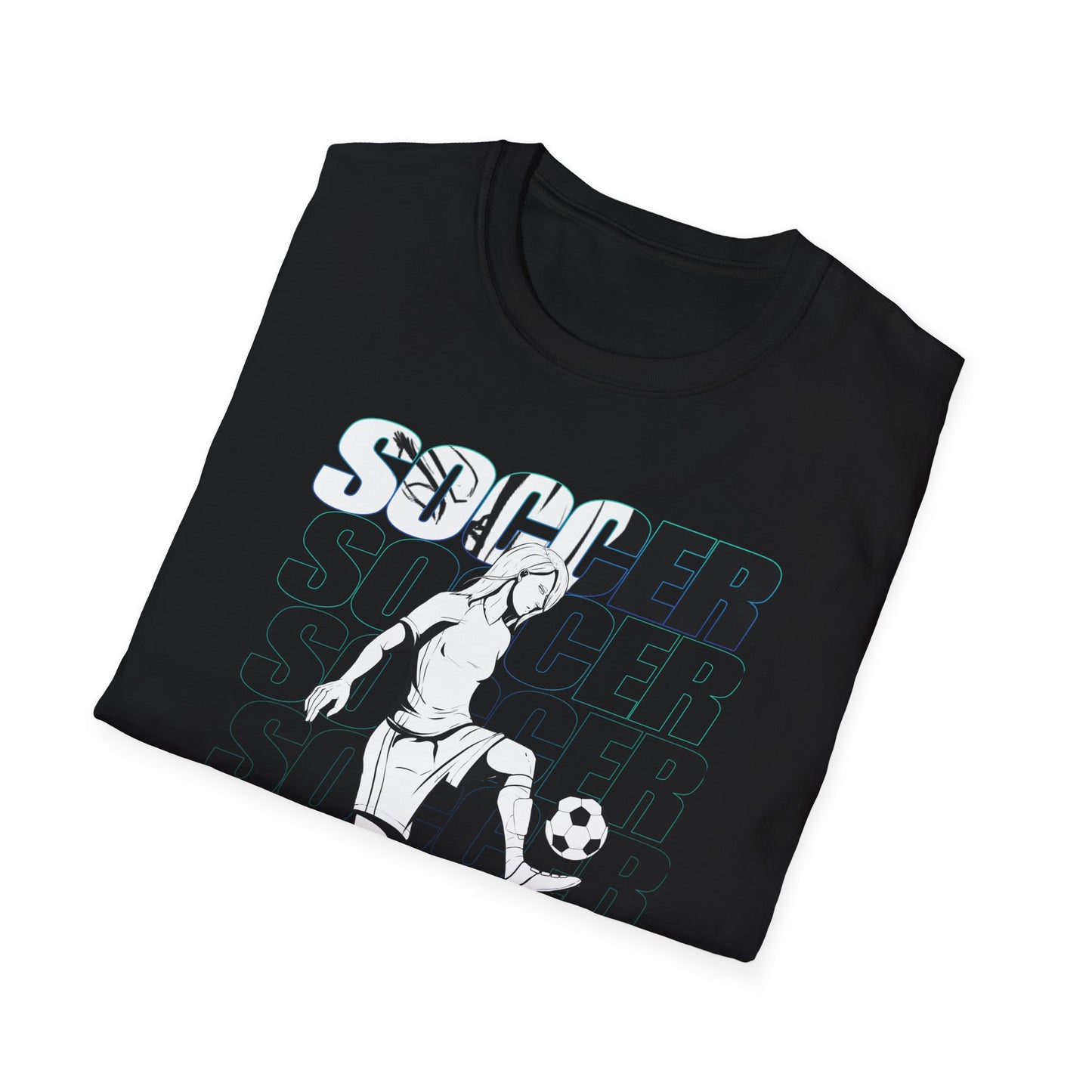 Soccer Female Design Unisex Softstyle Soccer T-Shirt – Sporty Graphic Tee for Soccer Fans